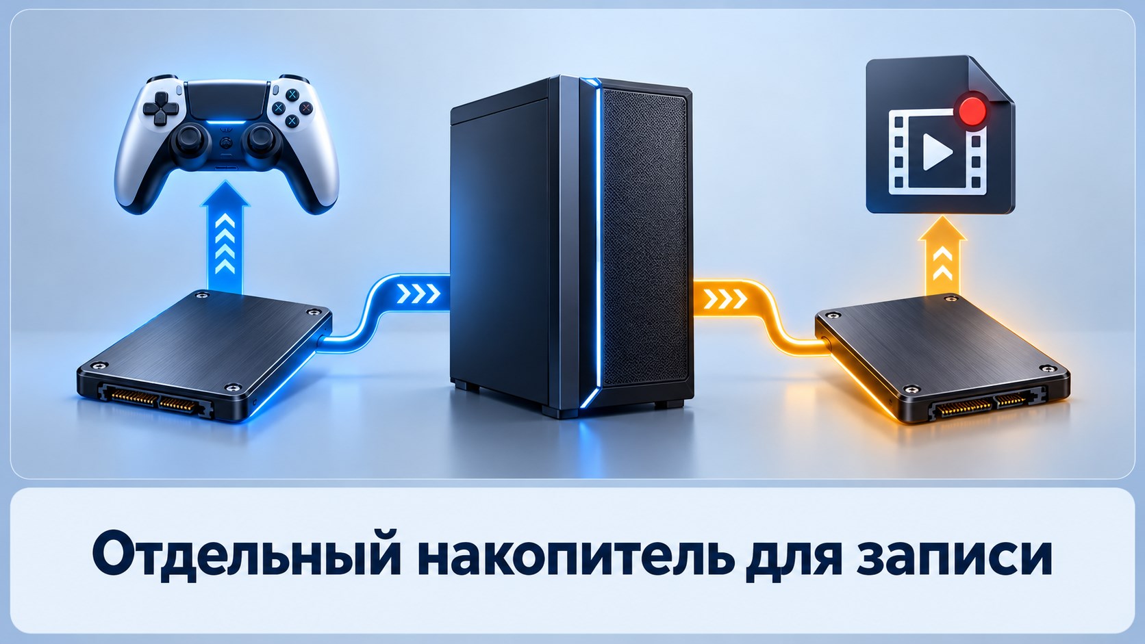 Разделение игры и записи видео между двумя накопителями